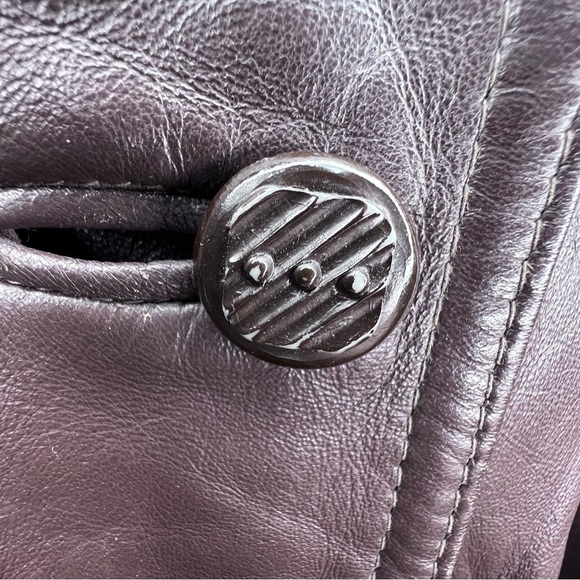 Vintage 70s Jeno du Paris Brown Leather Trench Coat Size Small Made in Canada - Picture 4 of 16